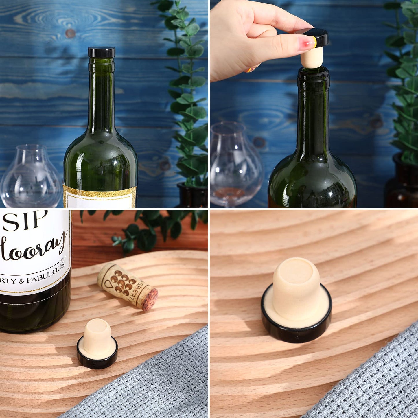 Yookeer T-shaped Stopper Cork Wine Bottle Stoppers Reusable Wine Sealing Plug for Beer Bottles DIY Craft(Black,36 Pieces)