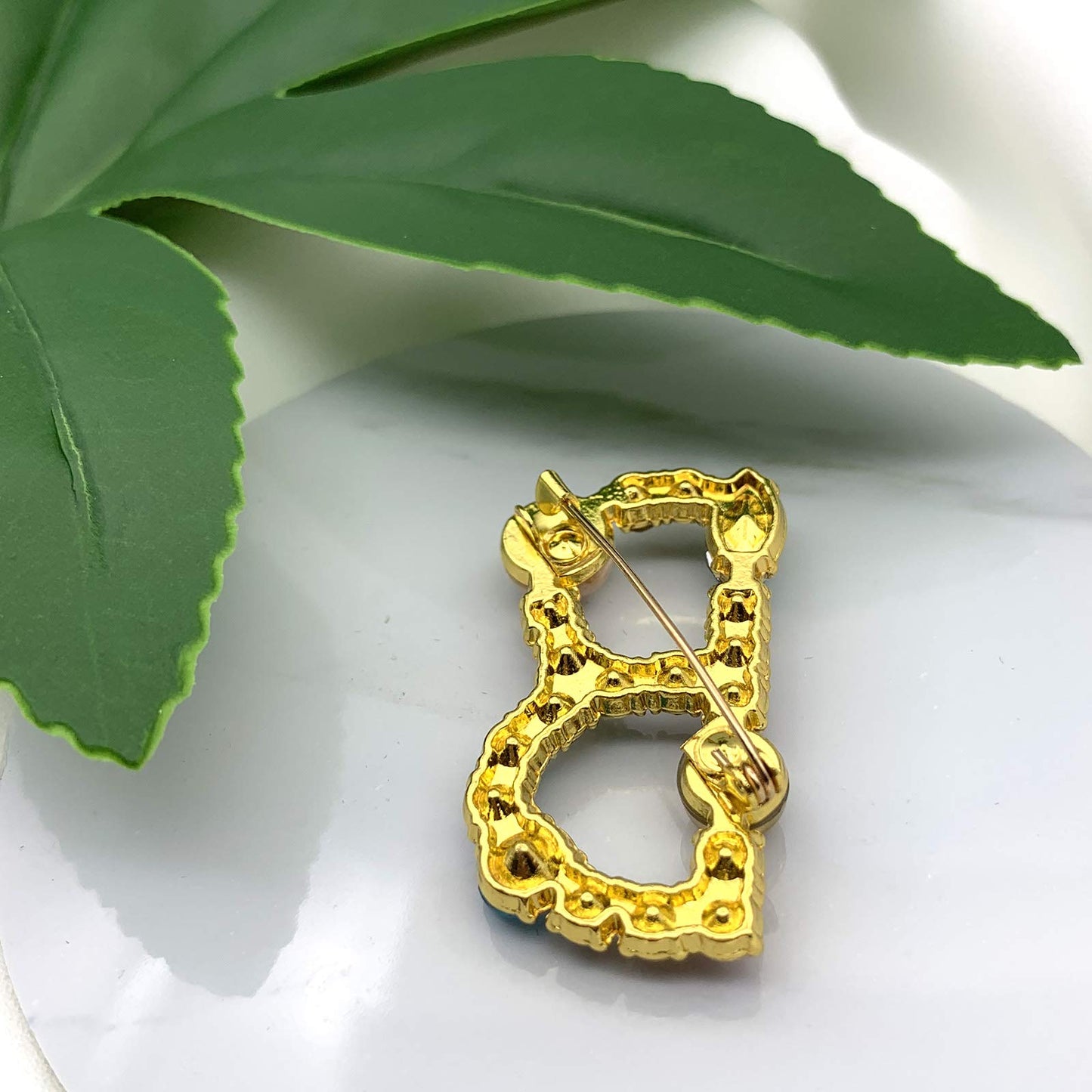 XGALBLA Letters B Plated Metal Stone Clear Colorful Crystal Lapel Pin Brooches Collar(Gold Tone)