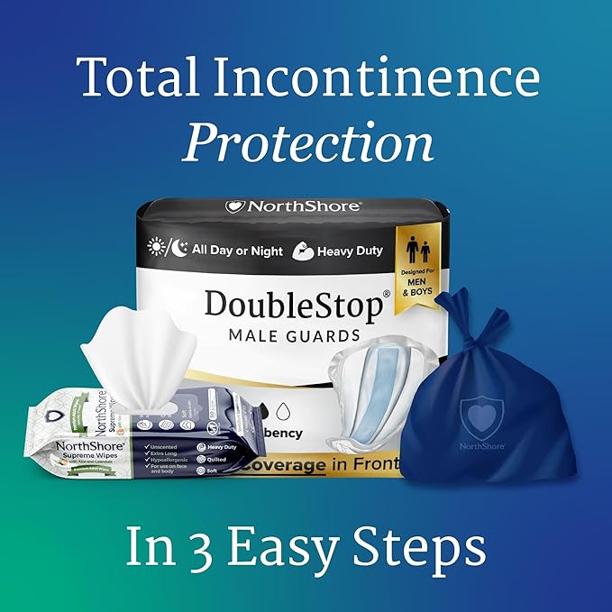 NorthShore DoubleStop Male Incontinence Protector, Large, 104 Count