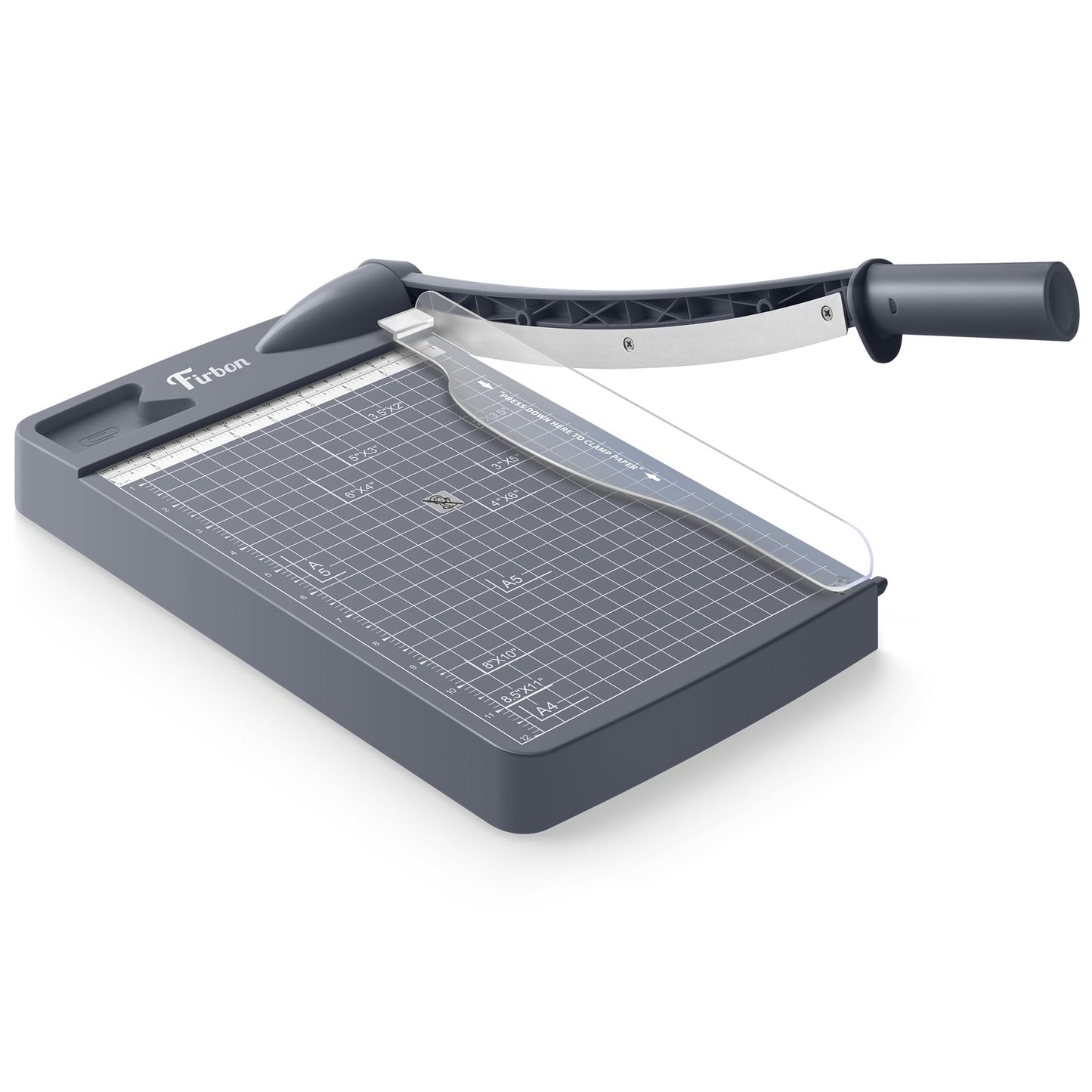 Firbon 12" Guillotine Paper Cutter, Heavy Duty 12-Sheet Capacity Trimmer for Cardstock, Photos, Scrapbooking, Office, Classroom, Studio (Gray)