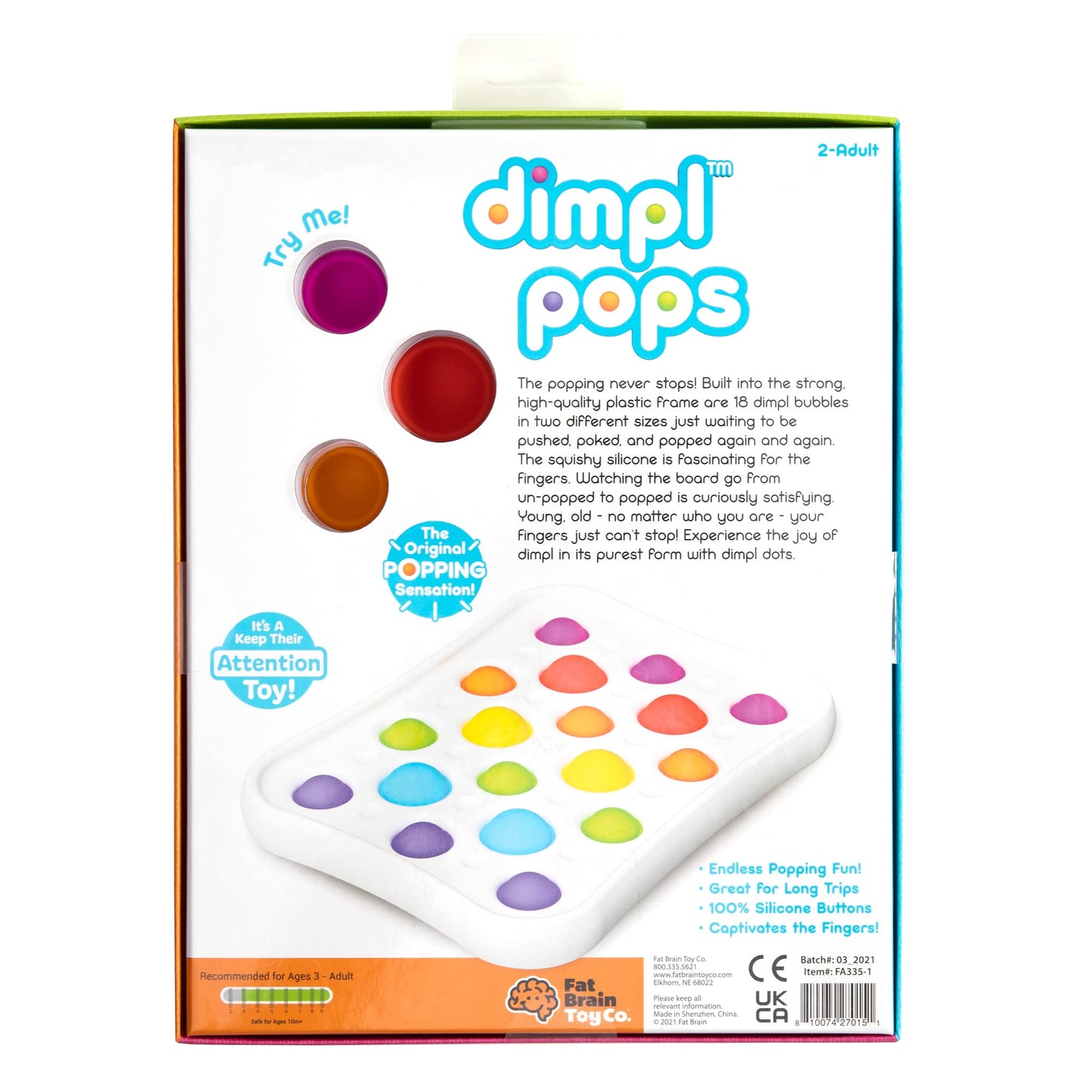 Fat Brain Dimpl Pops, Early Development & Educational Baby Toy, Suitable for Boys & Girls Aged 2 Years Or Above