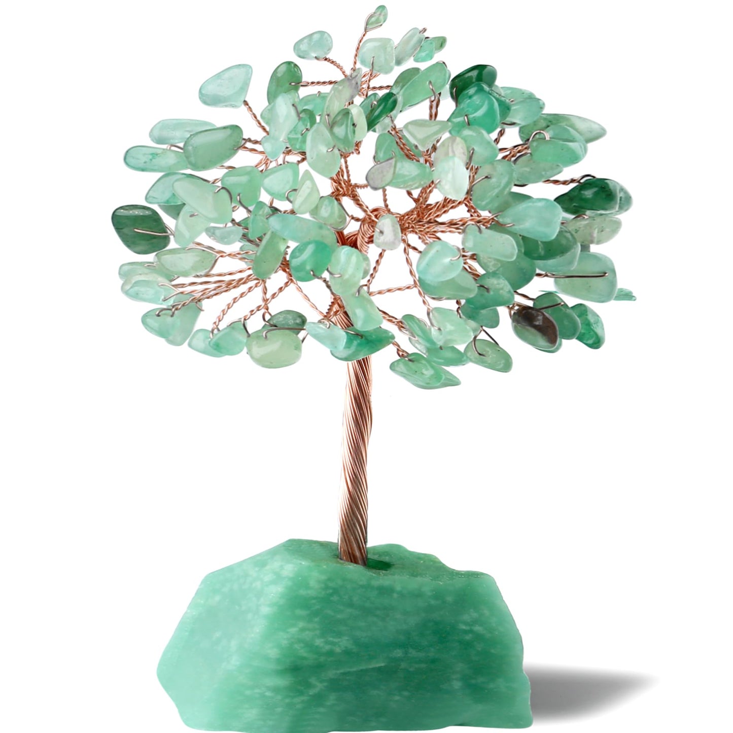 QINJIEJIE Green Aventurine Tree Crystal Tree Healing Crystals Natural Stone Base Money Tree Copper Wire Life Tree Energy Gemstone Office Desk Decor Meditation Spiritual Gift