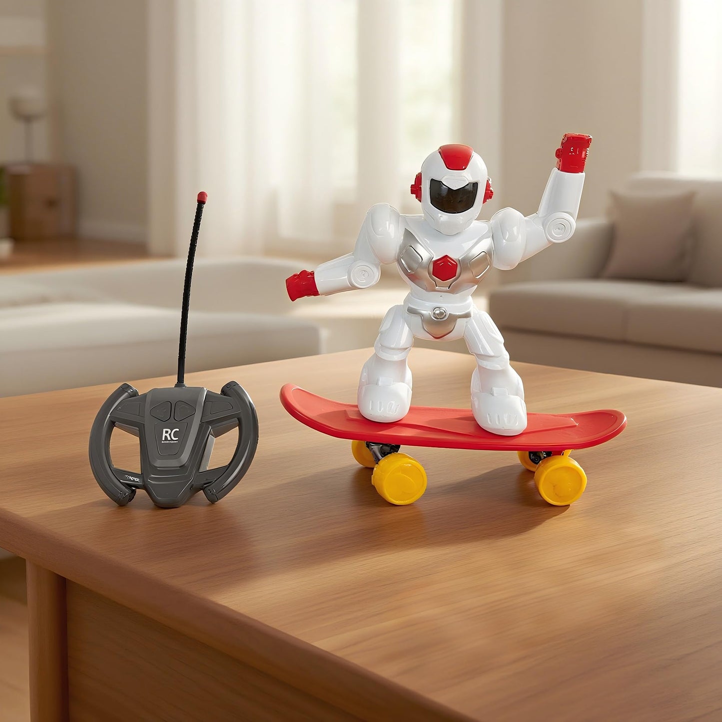 Remote Control Dance Robot Toy with Lights & Music Stunt Scooter RC Robot for Kids 3+ Interactive Action Figure (10.1 x 5.1 x 9.8 in)