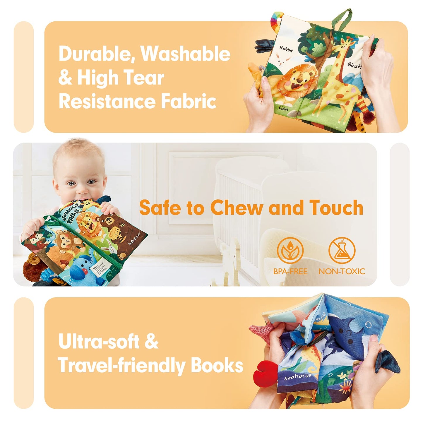 hahaland Baby Toys 0-12 Months - Soft, Crinkle, Squeaky, Sensory Toys for Babies