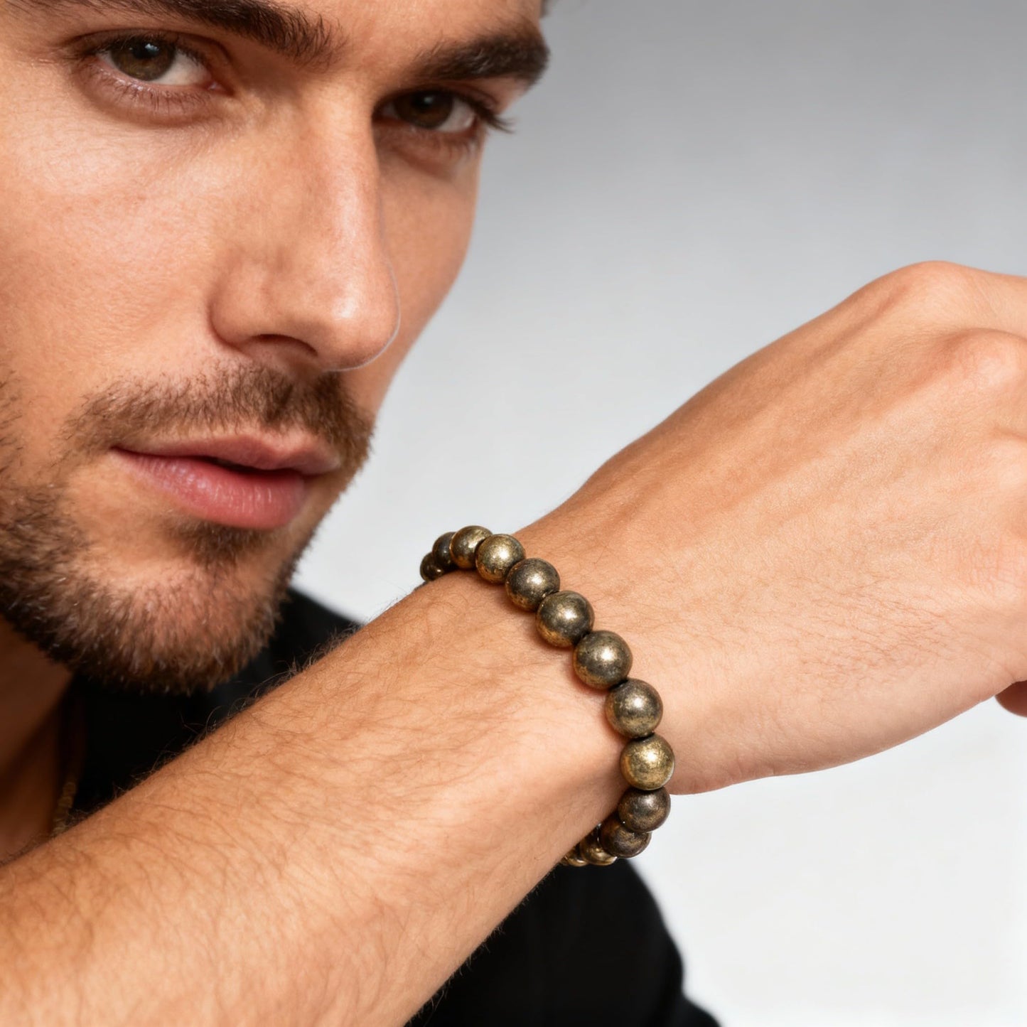 The Vida Handmade AAA+ Quality Crystal Stretch Elastic Bracelet - Nature Gemstone - Jewelry Gift - Holiday Gift - For Women & Men (Pyrite)