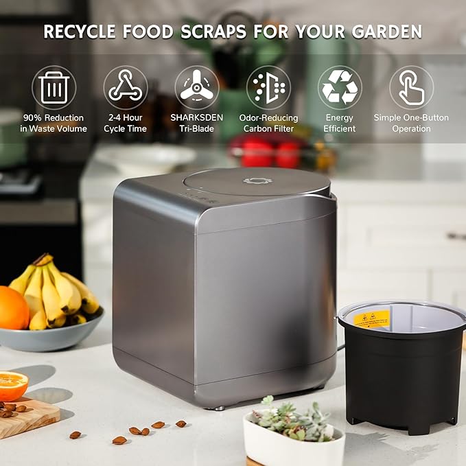 Airthereal Bundle | Revive Electric Kitchen Composters 1-Grey and 1-White, 2.5L Capacity with SHARKSDEN® Tri-Blade, Turn Food Waste and Scraps into Dry Compost Fertilizer