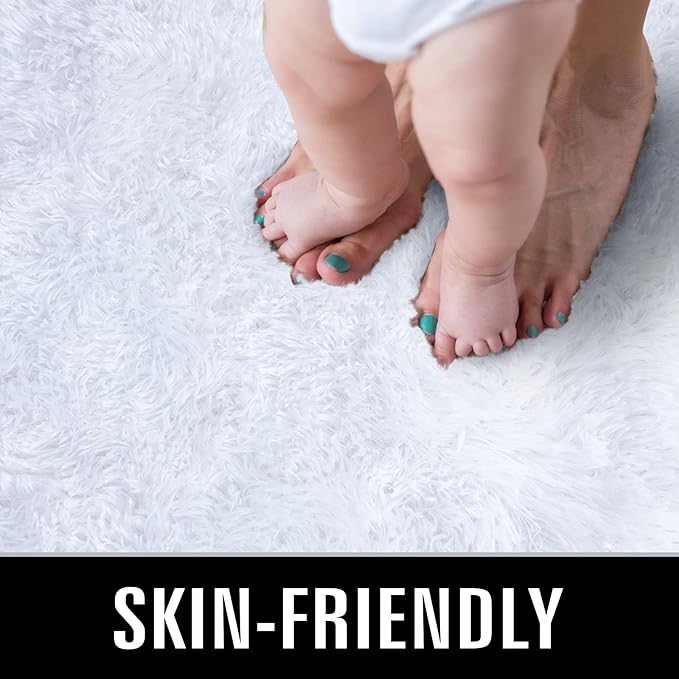 TWINNIS Super Soft Shaggy Rugs Fluffy Carpets, 10x14 Feet, Indoor Modern Plush Area Rugs for Living Room Bedroom Kids Room Nursery Home Decor, Upgrade Anti-Skid Rectangular Fuzzy Rug, White