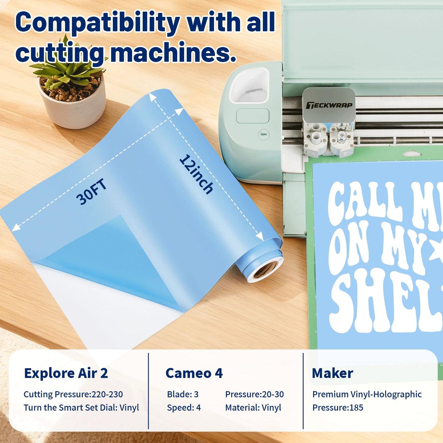 TECKWRAP Blue Stencil Vinyl - Blue Stencil Film for Craft Cutter - Removable Vinyl Stencil Paper - Easy to use, No Residue, Multi-Purpose (12” x 30FT)