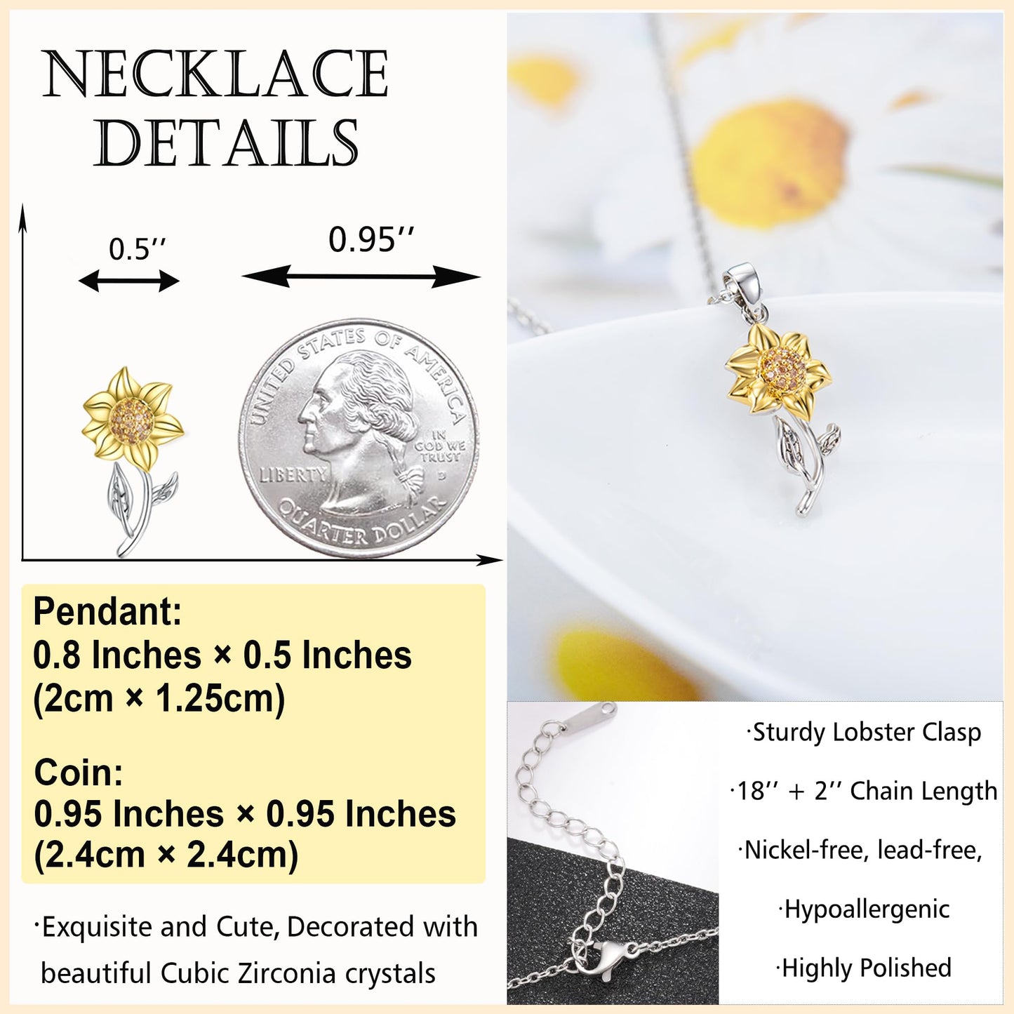 Tarsus Inspirational Gifts for Women, Get Well Soon Gifts Encouragement Inspirational Necklace for Women Friend Teen Teenage Gifts Ideas Sunflower Gifts Jewelry
