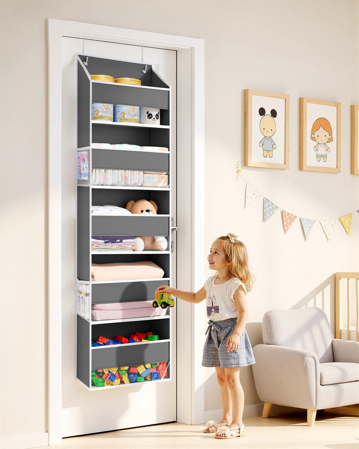 1 Pack Over Door Organizer Hanging Storage Dark Gray