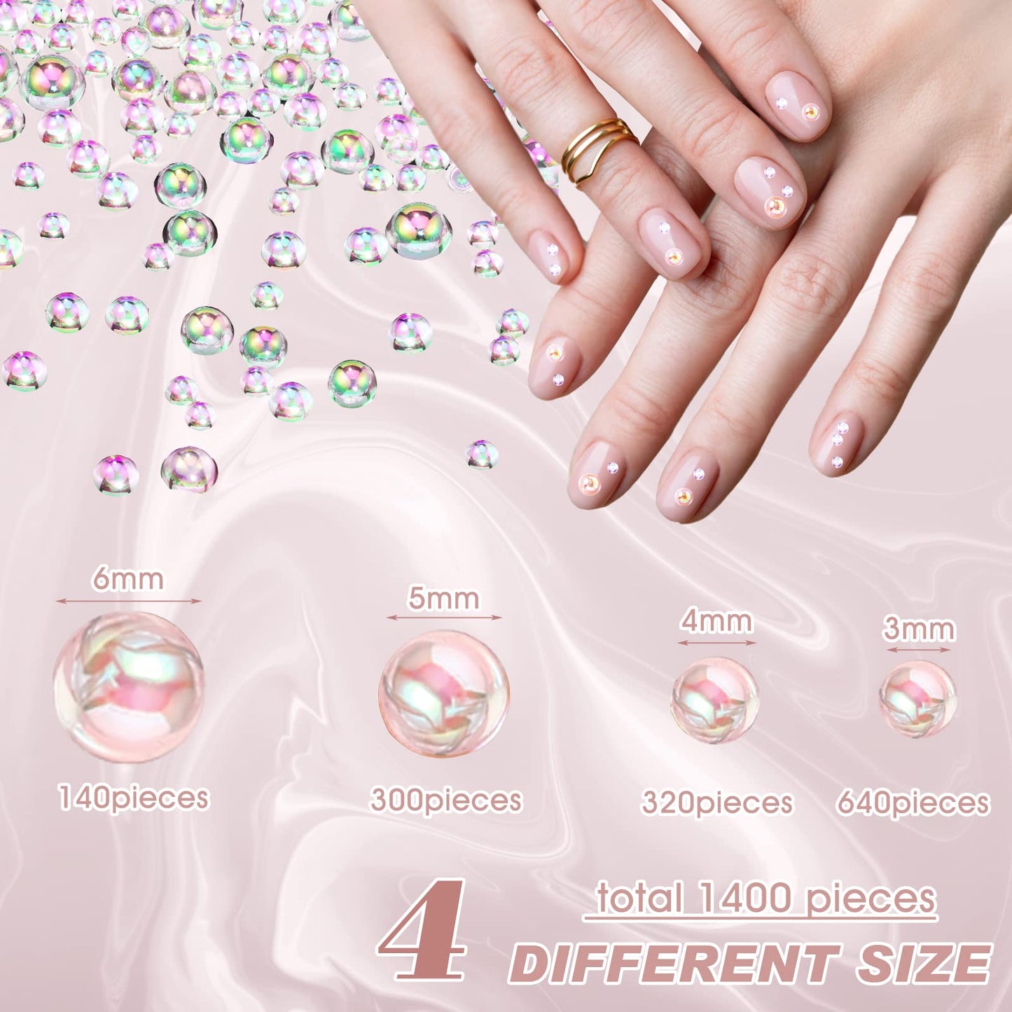 1400 Pieces Dewdrop Water Droplets Embellishments Dewdrop Simulation Round Waterdrop Resin Beads for DIY Scrapbooking Crafts Cell Phone Case Card Making(AB Color)