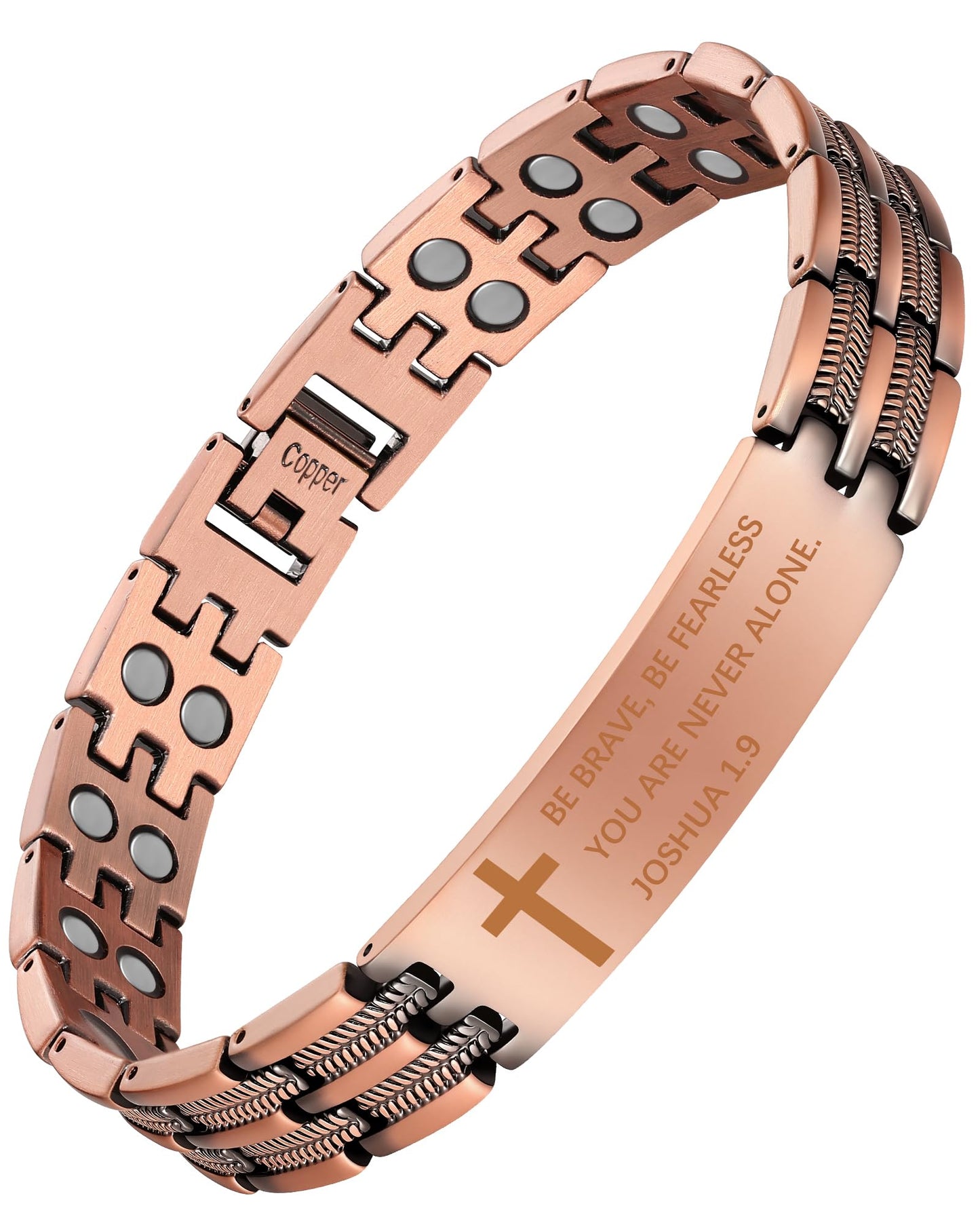 Jecanori 2X Copper Magnetic Bracelet for Men,Ultra Strength Cross Bracelet Include Adjustable Link, Jewelry Gift