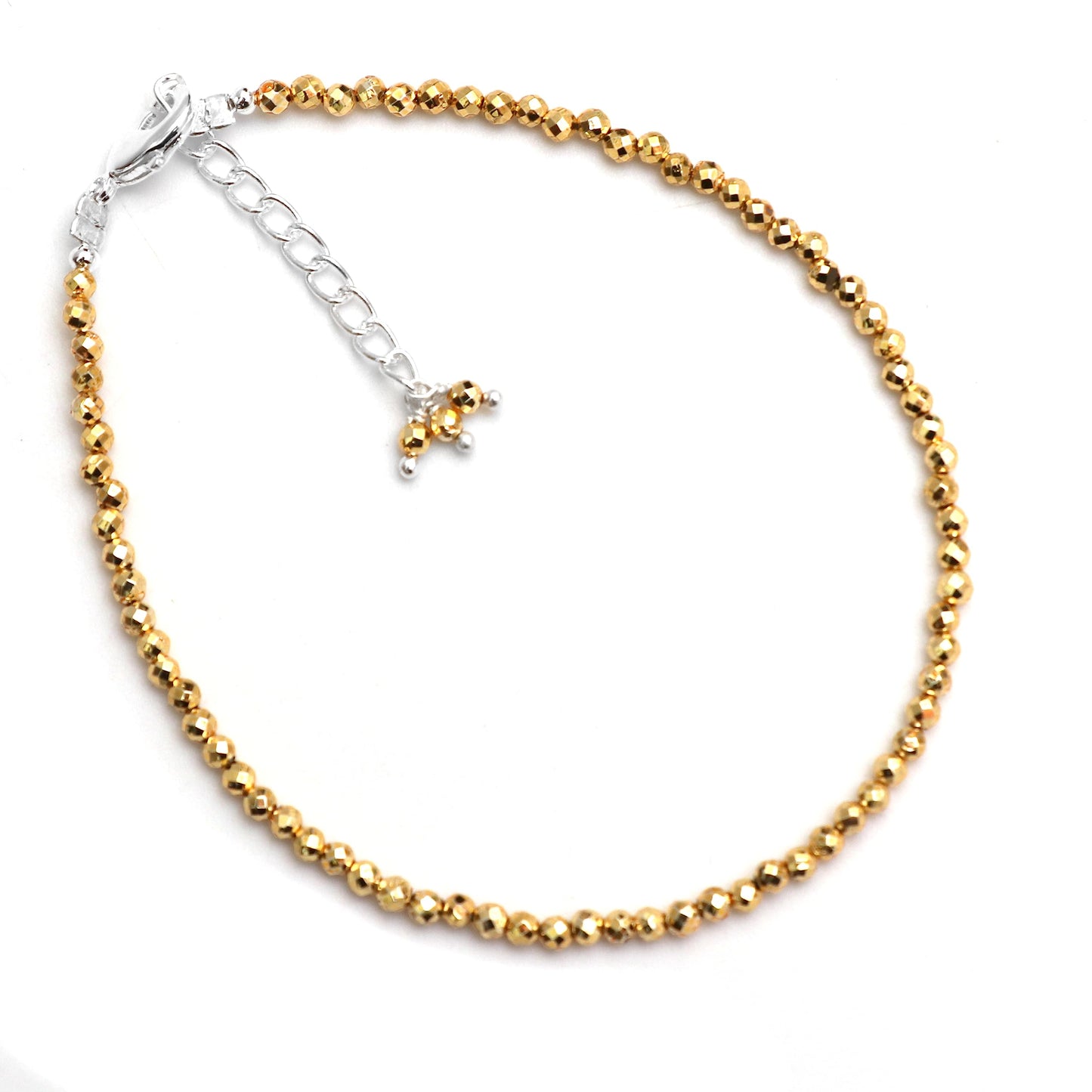Gempires Golden Pyrite Gemstone Beaded Bracelet for Women | Dainty Natural Stone Beads 2.5 mm | Handmade Stacking Bracelet | Adjustable Minimalist Jewelry | Gold Bracelet Gift for Her