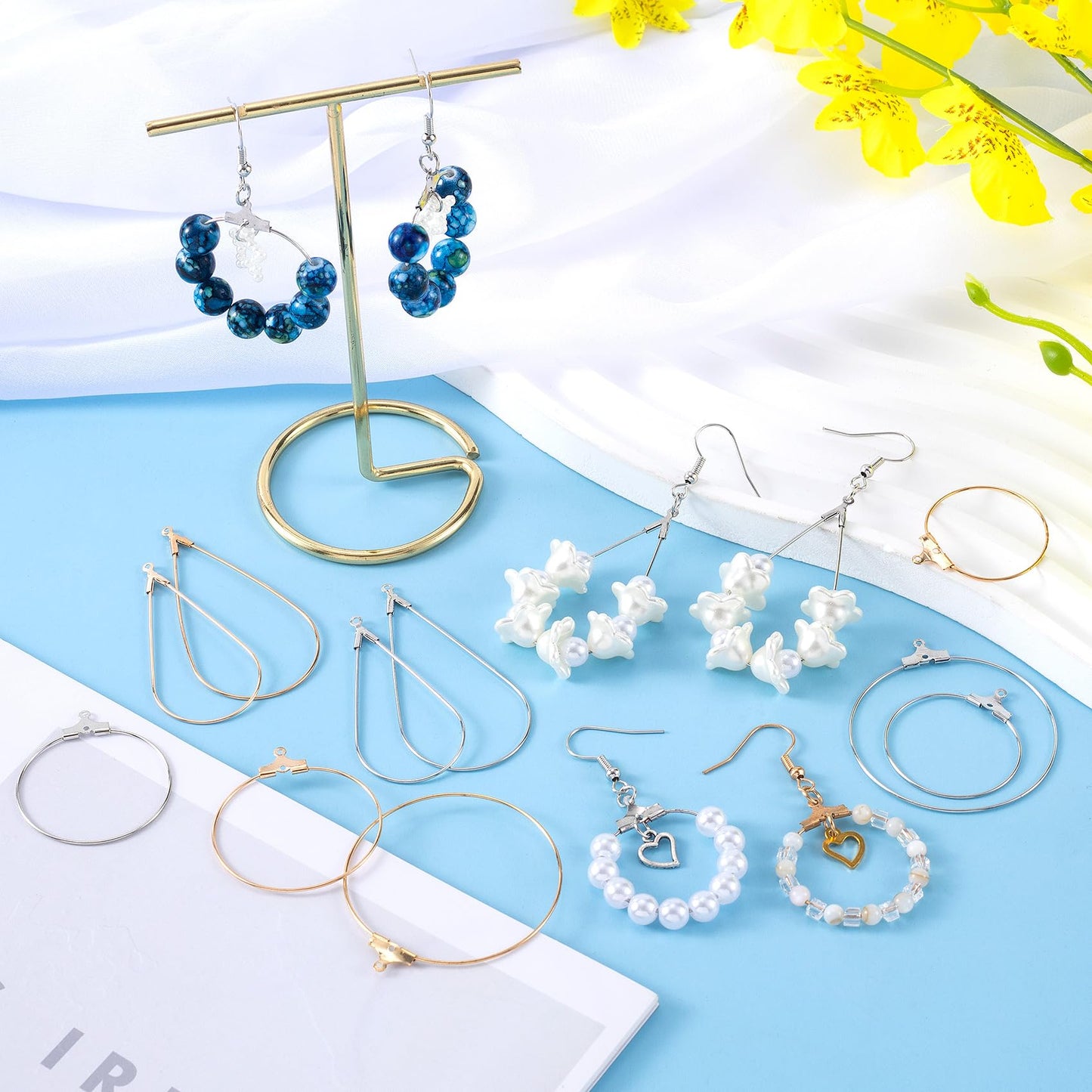 OIIKI 700pcs Hypoallergenic Earring Making Kit, Gold/Silver Plated Earring Hooks, Earring Beading Hoop, Clear Rubber Earring Backs, Jump Rings for DIY Jewelry Making, Earring Making Supplies