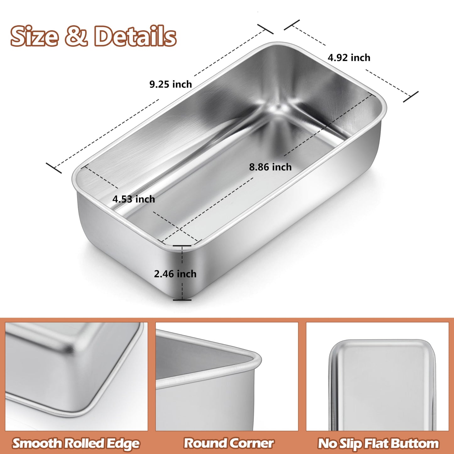 LIANYU Loaf Pans 9x5 Inch, 8 Pack Bread Pans for Baking, Stainless Steel Baking Pans, Loaf Tins for Homemade Bread Brownies and Pound Cakes, Dishwasher Safe