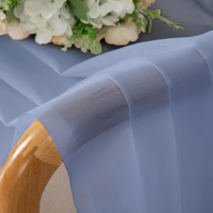 Chyhomenyc Sheer Tier Curtains 24 Inch Length - Small Window Kitchen Curtains for Bathroom Living Room Basement, Farmhouse Short Voile Curtain 42Wx24L, Rod Pocket, 2 PCS, Denim Blue