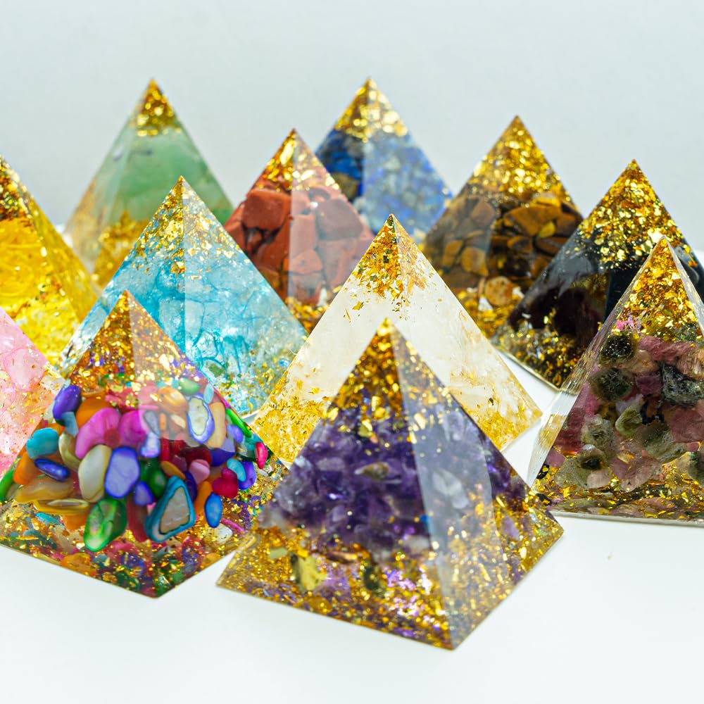 1.18inch Mini Natural Crystal Pyramid Statue Crafts Quartz Amethyst Chakra Crystal Pyramid Shape Meditation Tool Home Decoration Ornaments Gifts (Amethyst Cornucopia 1.18inch 12PCS)