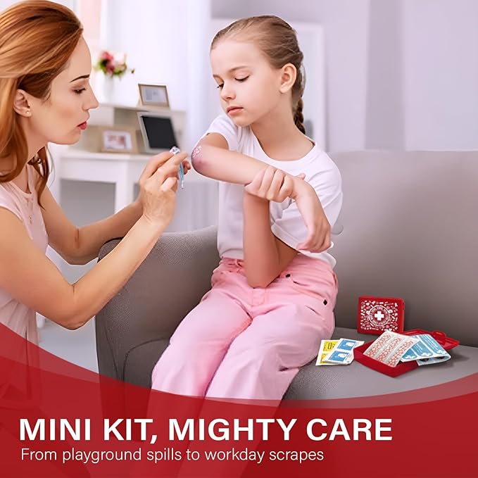 EVERLIT Pocket-Aid Mini First Aid Kit | Compact, Portable Hard-Shell Cases of 50 Items | Cuts, Scrapes, Wound Care Essentials for Travel, Outdoor, School, Camping, Home, Office (24 Packs | 1200 Pcs)