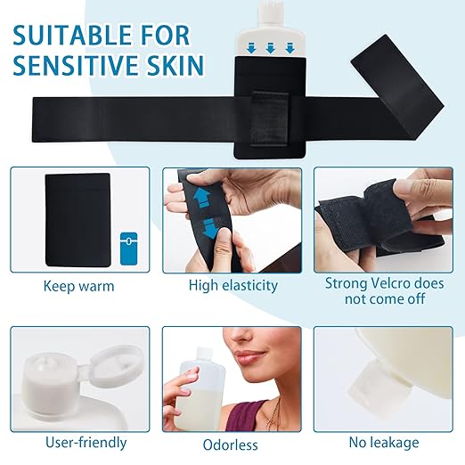 14 Pcs Urine Test Complete Kit Includes 2 White Portable Empty Bottles, 10 Adhesive Temperature Test Strips, Neoprene Bag and Hi-Stretch Hidden Leg Straps, Portable Travel Urine Test Bottle
