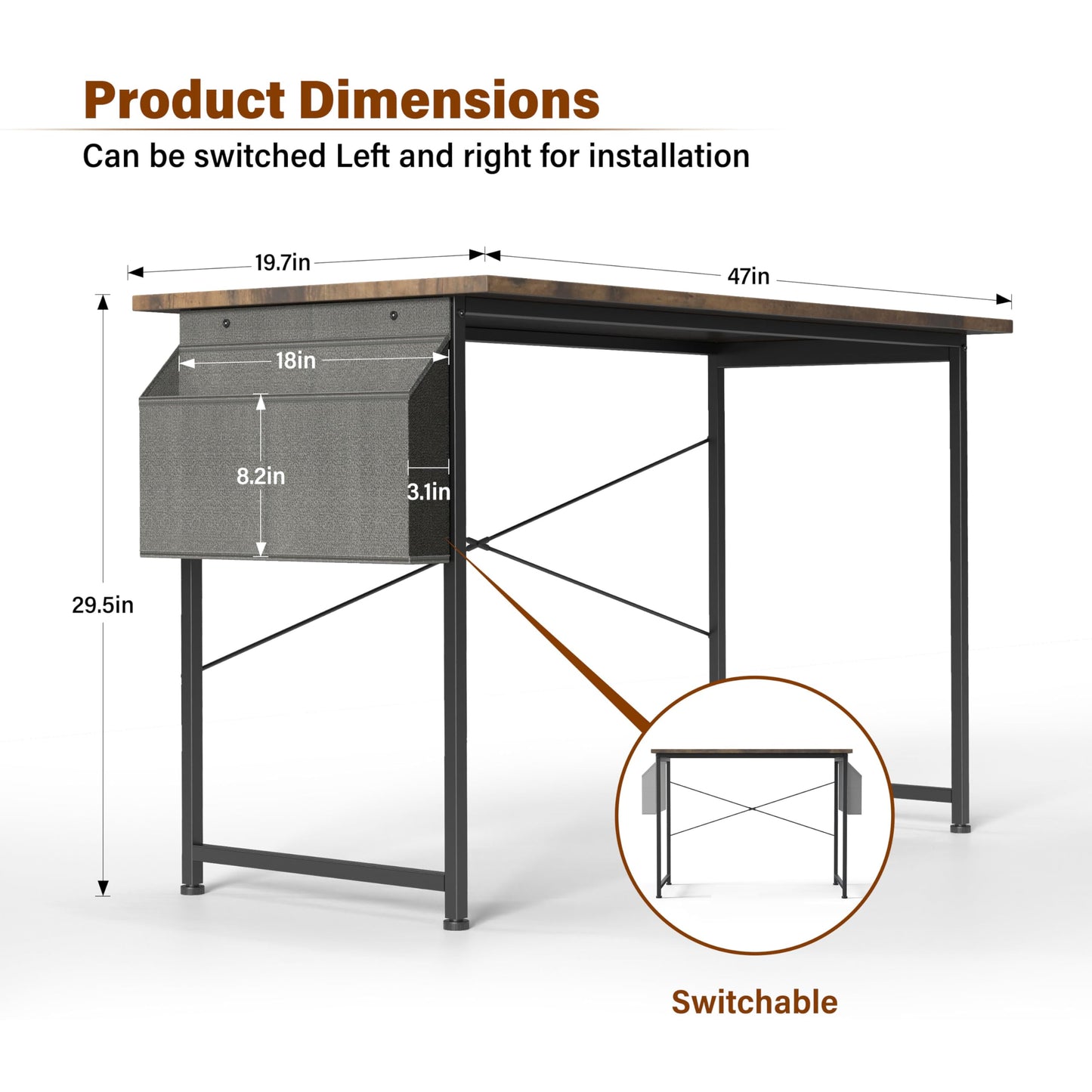 Small Space Writing Desk with Headphone Hooks, Modern Simple Design, Suitable for Study, Home Office and Living Room