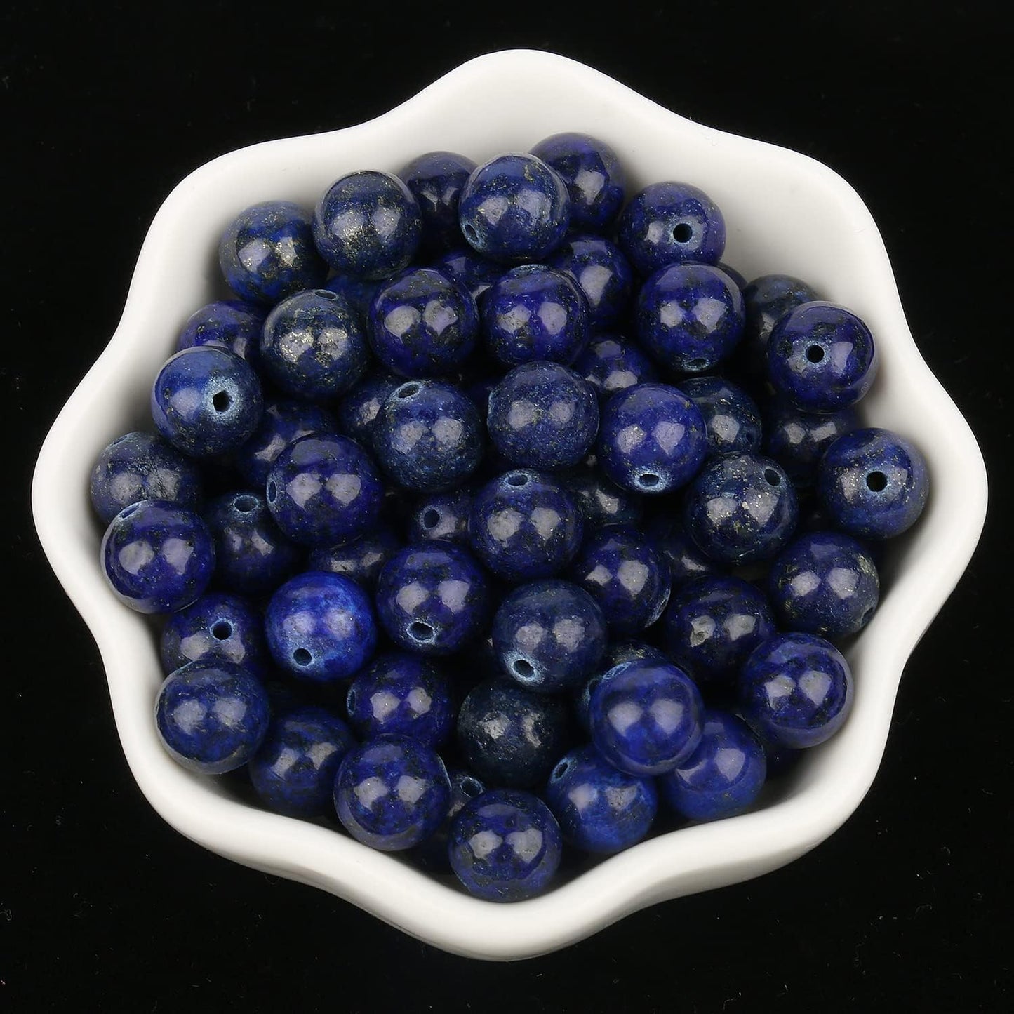 About 45pcs 8mm Stone Beads Lapis Lazuli Beads Crystal Gemstone for Jewelry Making, DIY Bracelet Necklace Blue Beads
