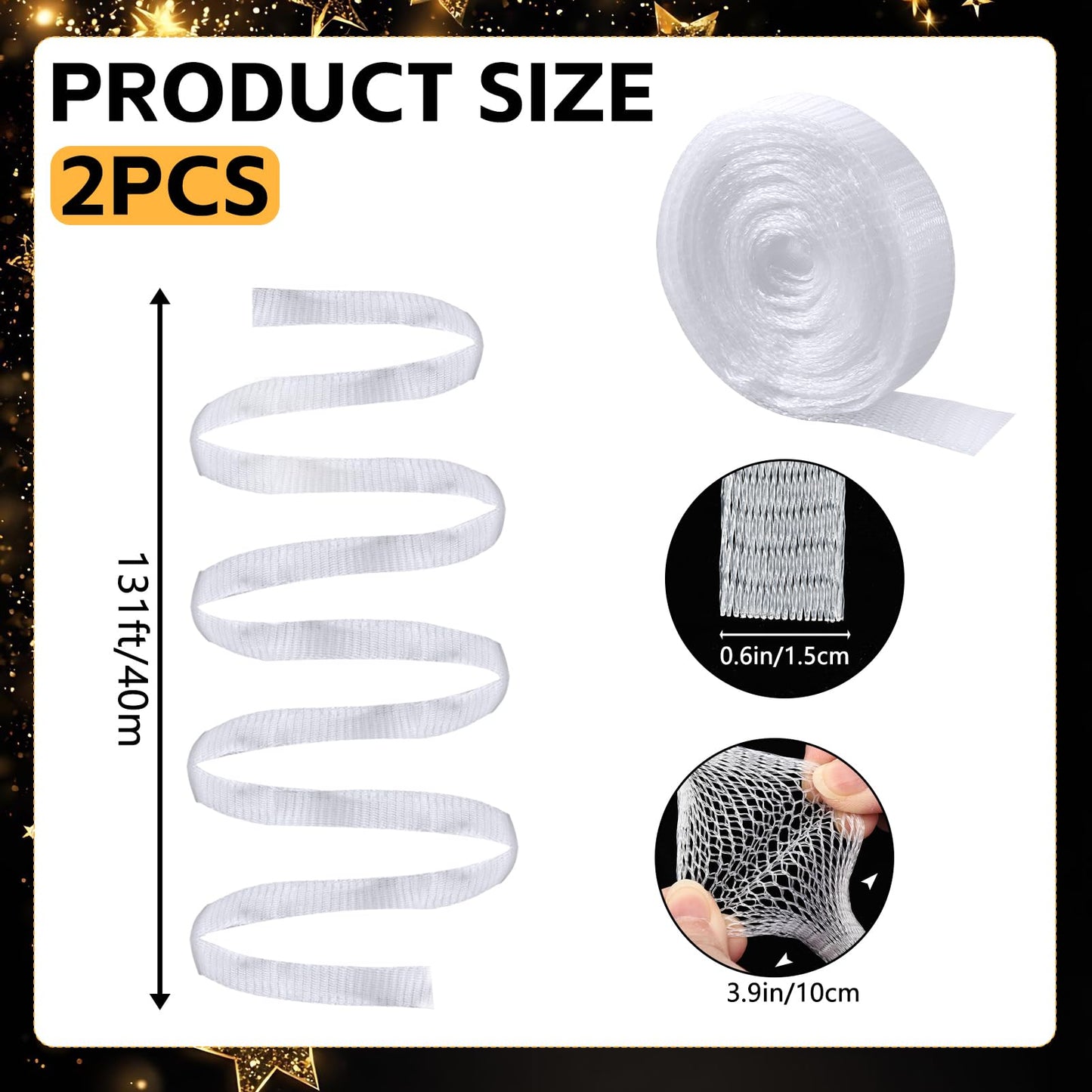 HFYZZ 2 Rolls Graduation Candy Lei Making Kit - 262 FT Candy Lei Netting Tubing with 6 Rolls Colorful Ribbons, Clear Candy Lei Making Kit for DIY Graduation Wreaths Packing Snacks