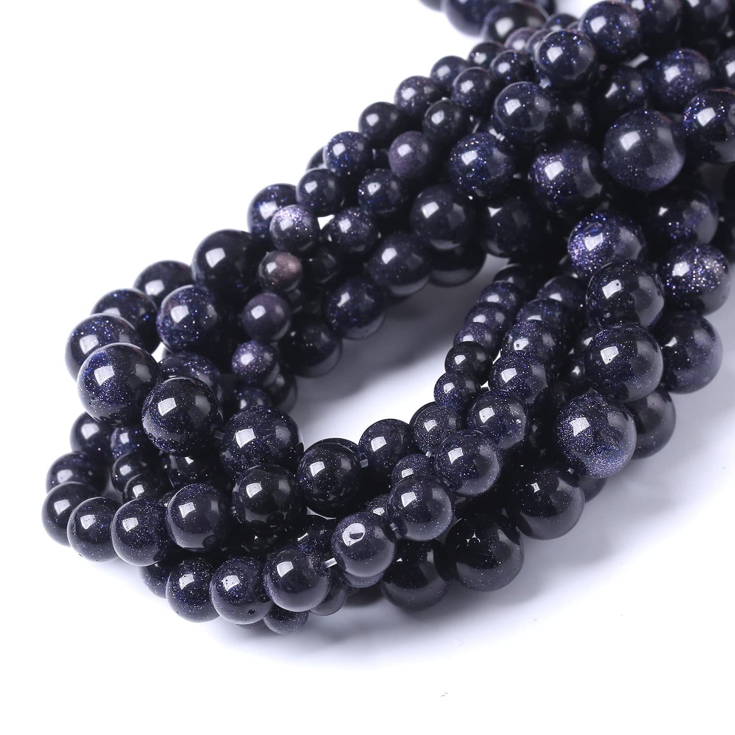 36PCS 10MM Natural Blue Sand Stone Beads Energy Healing Beads for DIY Jewelry Bracelet Necklace Making for Jewelry Making15Inch