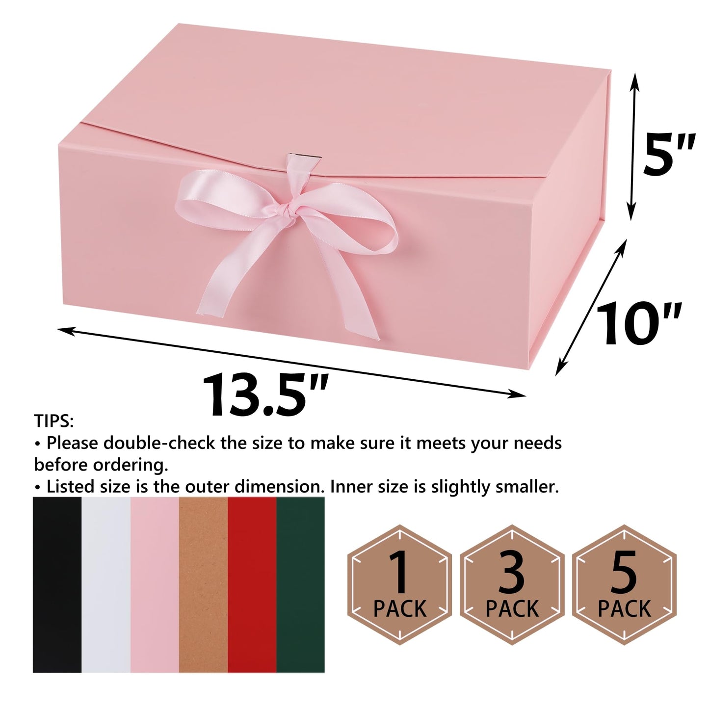 STOBOCTER Gift Box,13.5x10x5 Gift Boxes with Lids for Presents,Pink Magnetic Gift Box for Wrapping,Birthday, Wedding, Bridesmaid Proposal, Christmas,Includes Ribbon,Card