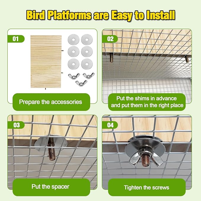 Arfubye 2PCS 13.8x7.9 inches Large Bird Perch Stand Wooden Parakeet Stand Platform Parrot Cage Accessories Rectangle Corner Stand Perch Shelf for Budgie Cockatiel Conure Macaw African Grey Chinchilla