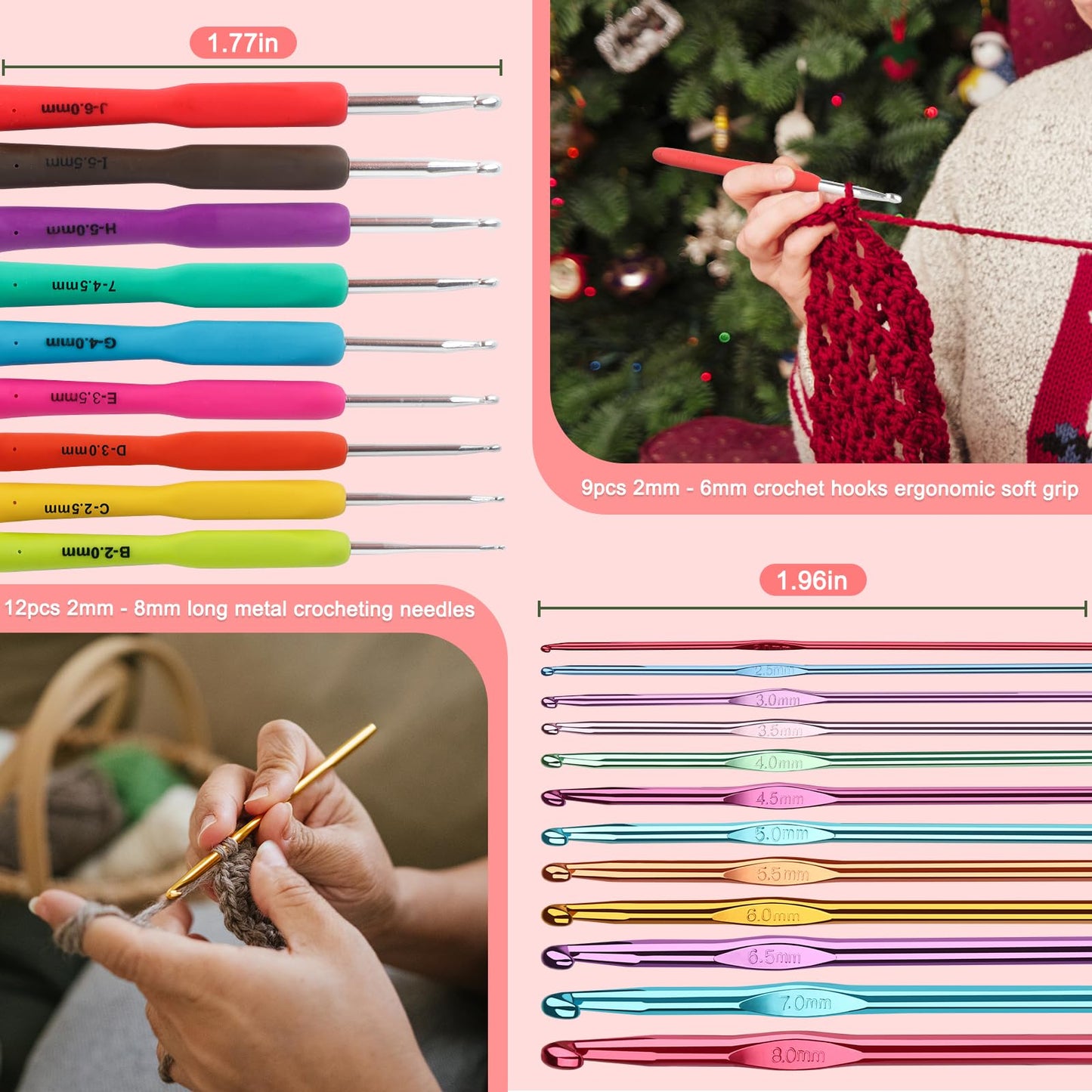 Katech Crochet Hooks Kit with Case, 85-Piece Crochet Hooks Set, Ergonomic Crochet Hook Crochet Needles Weave Yarn Kits DIY Hand Knitting Art Tools for Beginners and Experienced Lovers