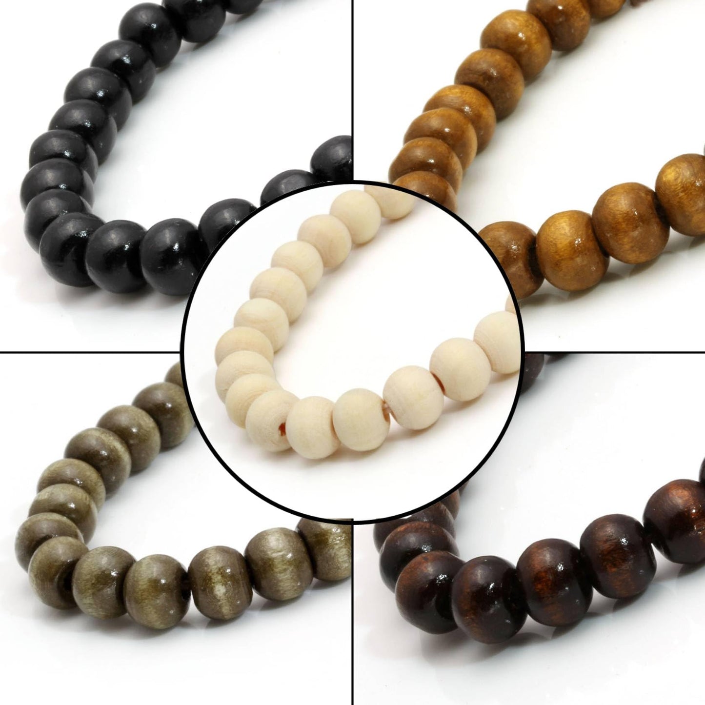 MILAKOO 5Pcs Black Hematite Cross Charms Wooden Bracelets for Unisex Prayer Meditaion Mala Beads