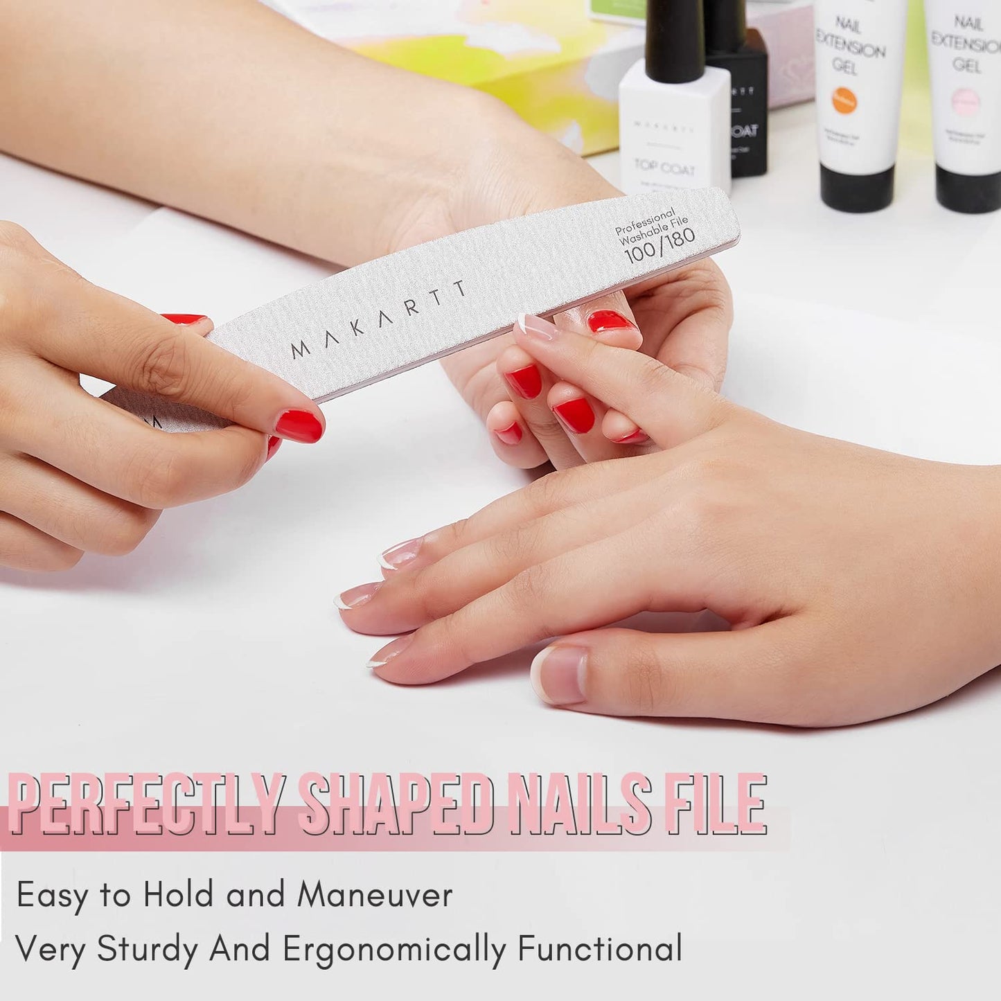 Makartt Nail File 100/180 Grit Nail Files for Acrylic Nails Bundle with Cuticle Nippers, Pink Cuticle Trimmer Extremely Sharp Full Jaw Cuticle Cutter Nail Care