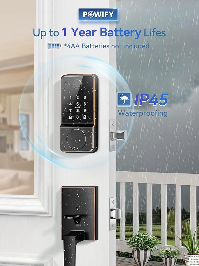 Keyless Entry Door Lock with Handle, APP Control Smart Front Set, Keypad Door with Handle, Keypad Deadbolt Auto Lock, Easy to Install, Bluetooth, Oil Rubbed Bronze