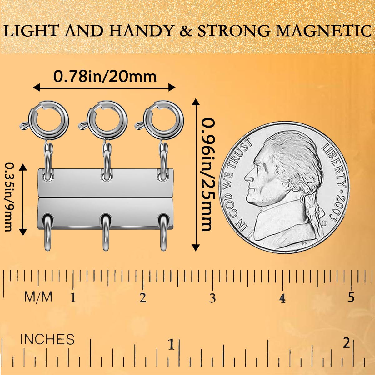 Layering Magnetic Necklace Clasps, Multiple Necklace Clasp,Necklace Clasps for Layered Look，Stainless Steel Chain Link Clasps for Necklaces and Bracelets, Silver, Gold (2silver 3silver B)