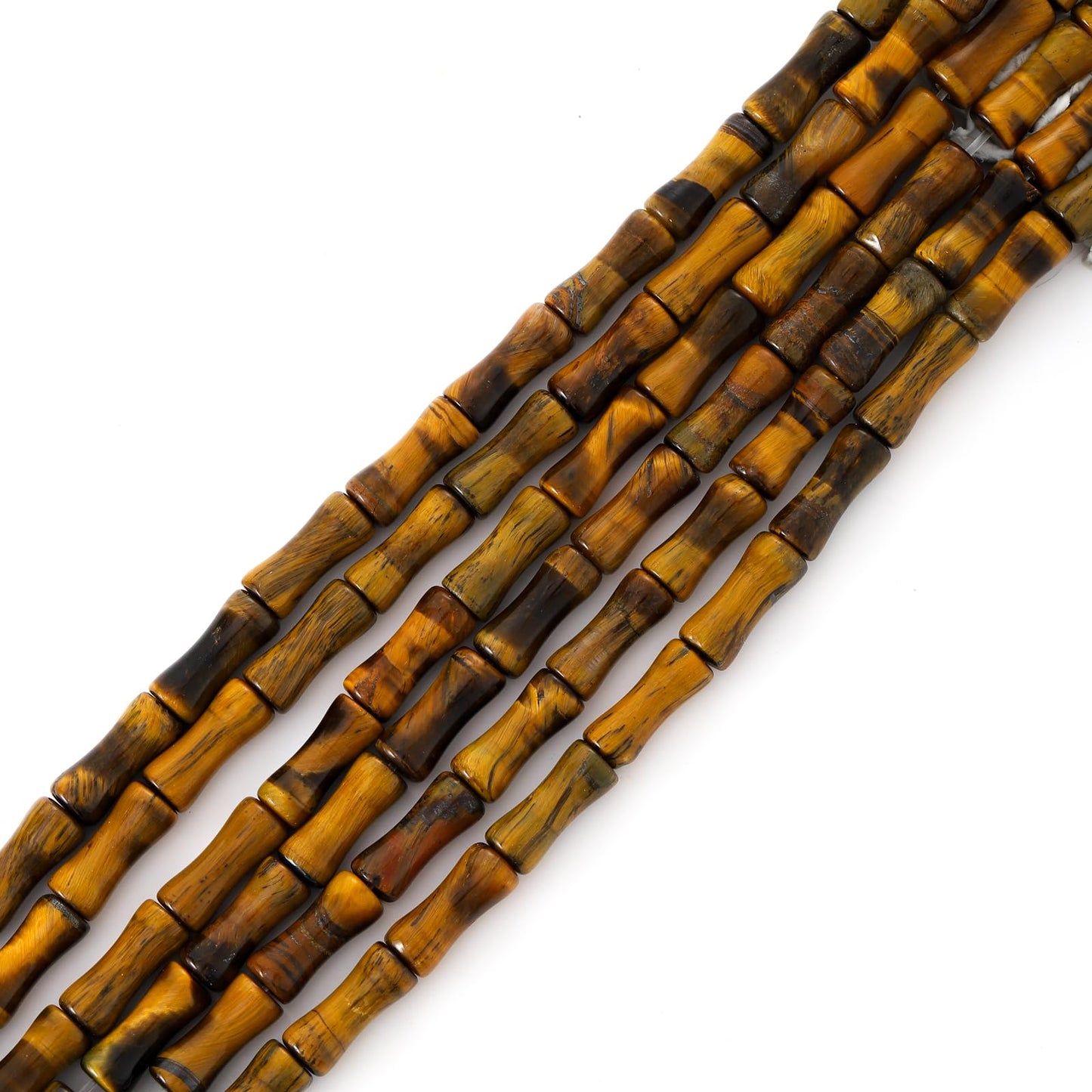 5x12mm Natural Tiger Eye Stone Bamboo Shape Gem Healing Energy Loose Spacer Beads for DIY Necklace Bracelet Earring