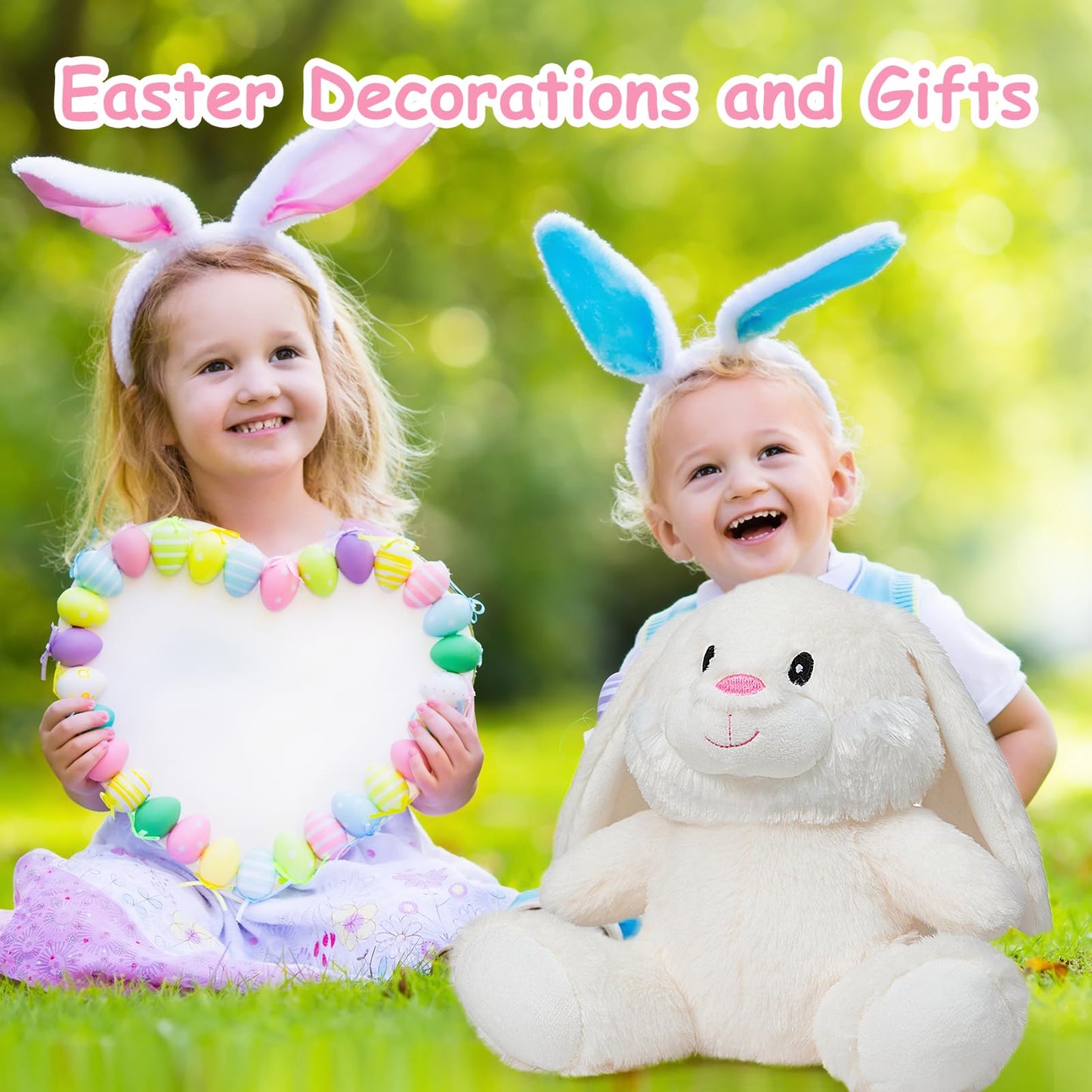 HollyHOME Bunny Stuffed Animal, Easter Bunny Plush Toys, Soft and Cuddly Stuffed Rabbit Easter Gift for Kids Baby Girls 10inch White