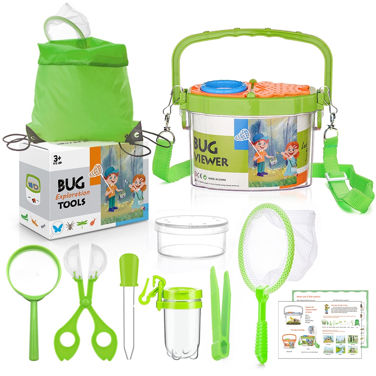 GIFTRRTOY Bug Catcher for Kids - Outdoor Insect Catching Kit with Butterfly Net, Bug Box, and Storage Bag - Non-Toxic Educational Toys for Nature Exploration, for Boys & Girls Ages 3-12