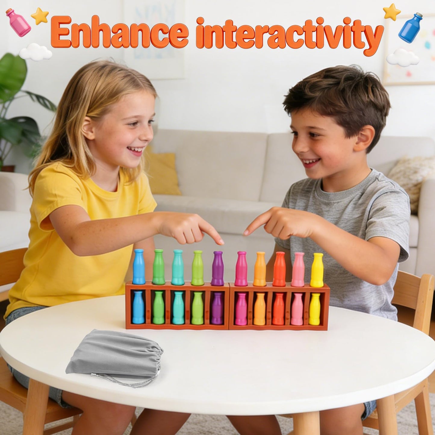 Vodolo 20pcs Bottle Color Match Game，Family Matching Games for Kids 8-12,Memory and Logical Training Bottle flip Game for fmaily, Party Activities