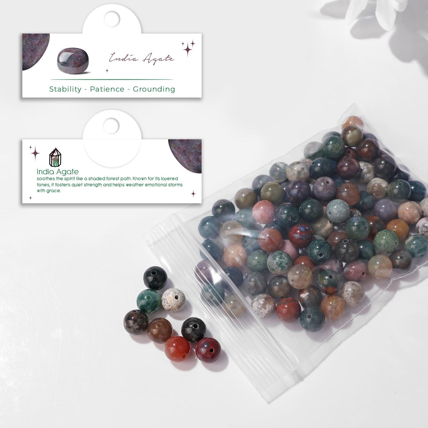 Raicegs 100pcs 8mm India Agate Beads Natural Gemstone Beads Round Loose Beads for Jewelry Making DIY Bracelets Necklace