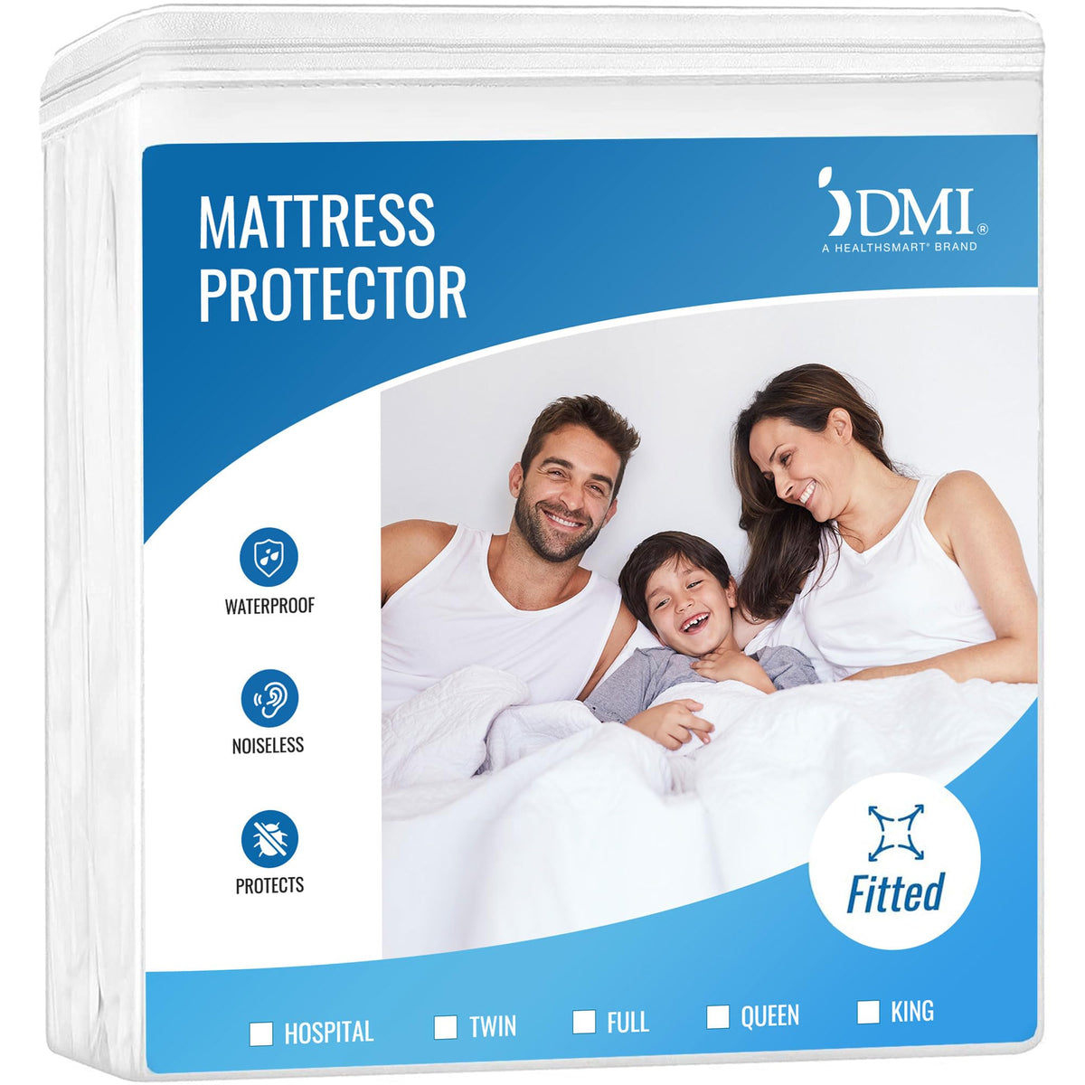 DMI Twin XL Waterproof Mattress Protector - Fitted, Noiseless Mattress Cover, Soft and Breathable, 39" x 80"x 12", White