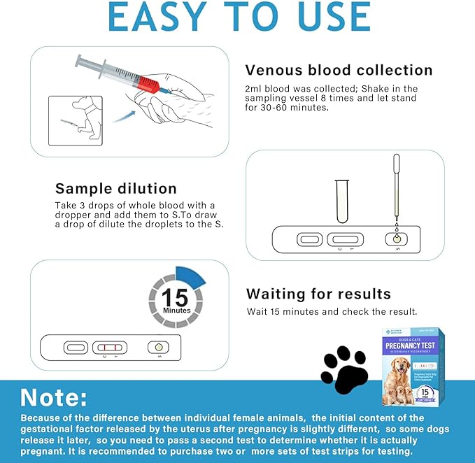 Dog Pregnancy Test Kit, Early Detection Strips for Dogs, Fast & Accurate Results in 10-15 Minutes, Easy-to-Use Home Pet Pregnancy Test