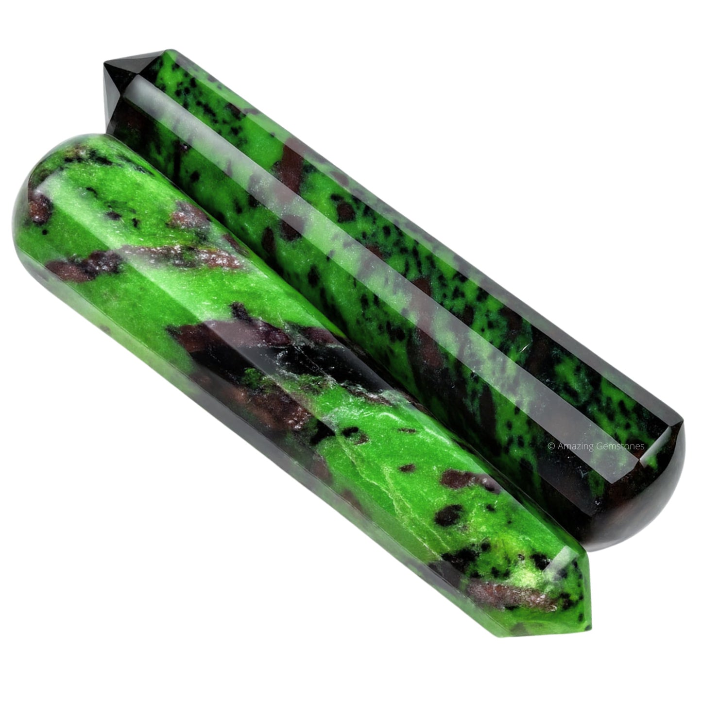 Amazing Gemstone Ruby Zoisite Crystal Wand Massage Stick - Pelvic Wand Gua Sha for Adults - Crystals and Healing Stones Massage Wands for Adults Gifts (Pointed)