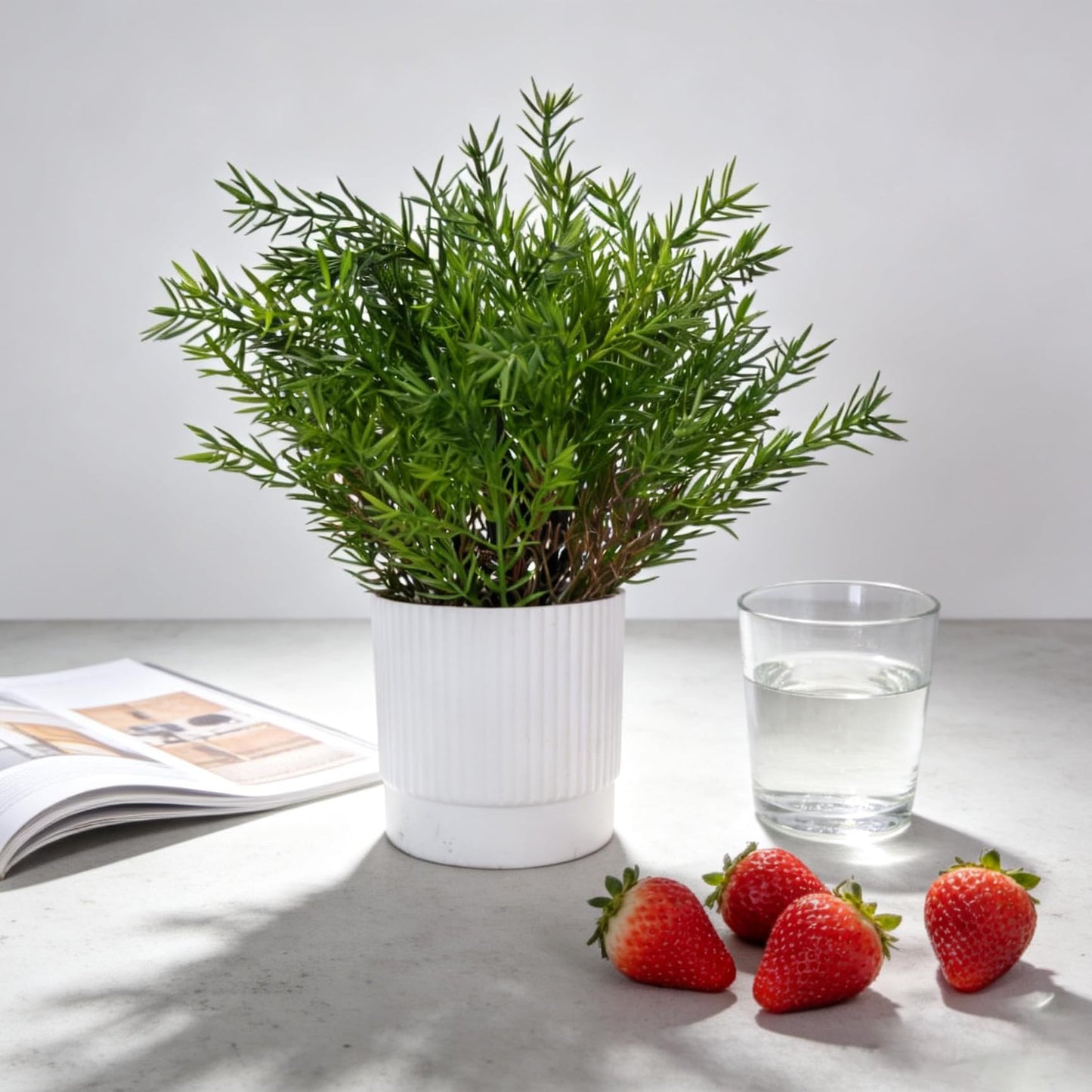 Abzo 4 Pack Fake Plants Mini Artificial Plants Faux Greenery for Home Decor Indoor Office Table Room Farmhouse Bathroom Decor