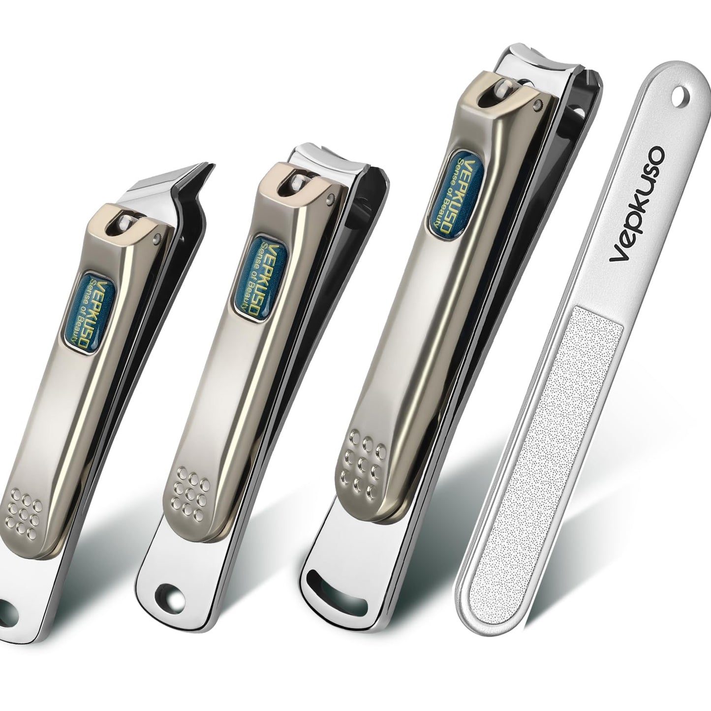 Nail Clippers for Men, Vepkuso Toenail Clippers for Thick Nails and Ultra Sharp Fingernail Clippers for Women, 4 in 1 Nail Clippers Cutter for Seinors, Gift Ideas
