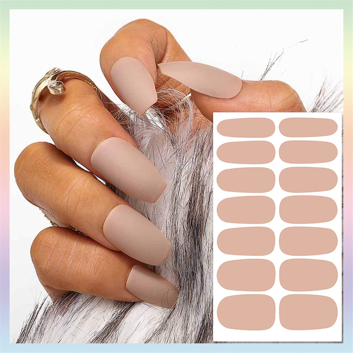 JERCLITY 24 Sheets Solid Cool Colors Nail Stickers Full Wraps Real Polish Strips for Women Art Bright Color Gel Strips With File