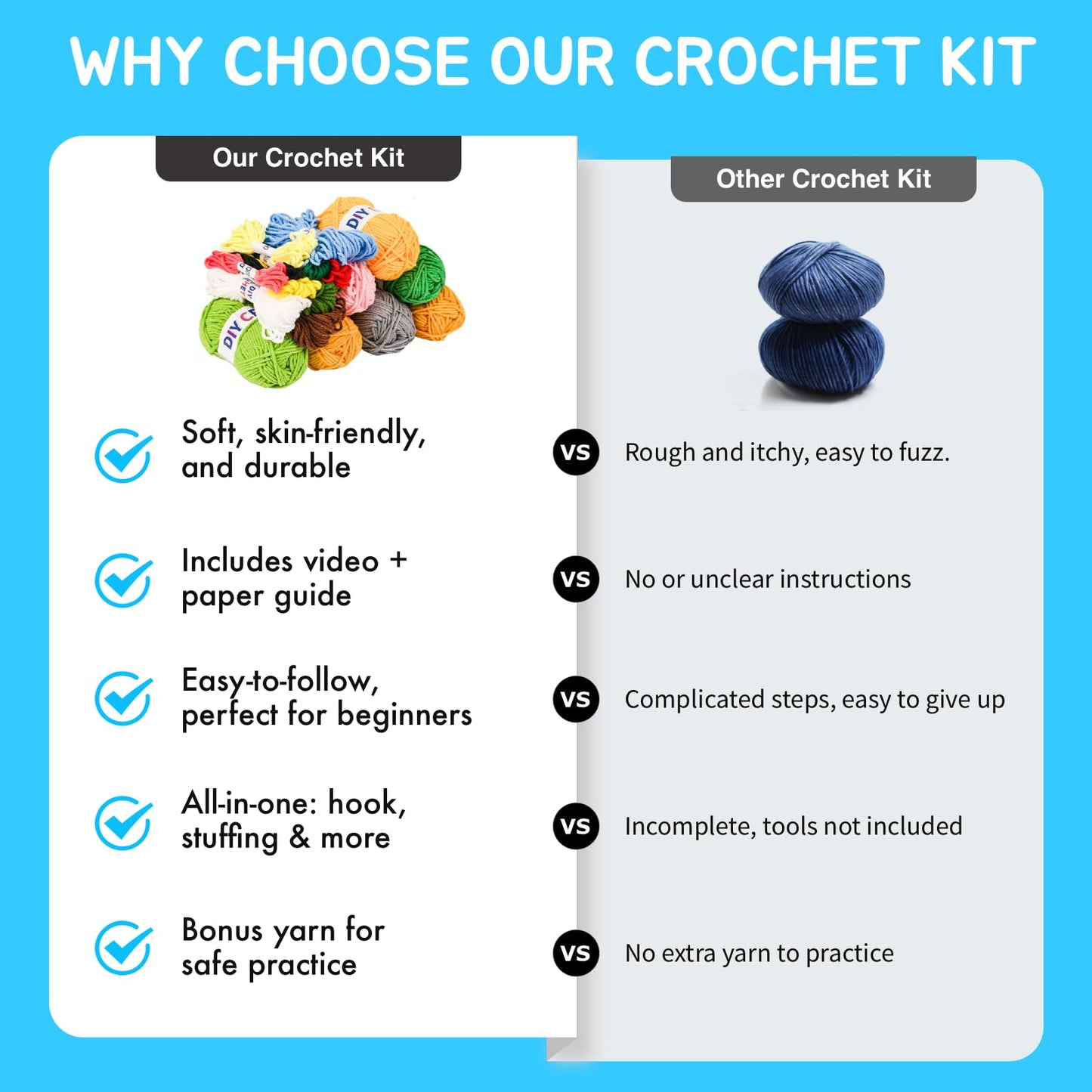 7SHAAARKS Crochet Kit for Beginners | Set of 6 Animal Crochet Kits with Yarn & Video Tutorials, Includes Frog, Crocodile, Rooster, Elephant, Yak & Piglet, Easy DIY Gift for Teens & Kids, Christmas