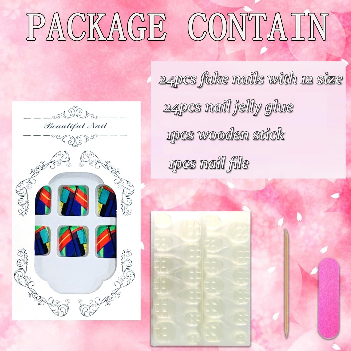 FIEONCIY Press on Toenails with Designs Acrylic Fake Nails for Toe Artificial False Nails with Charms Glue on Toe Nails for Spring Summer Stick on Toenails for Women Girls(Y601)