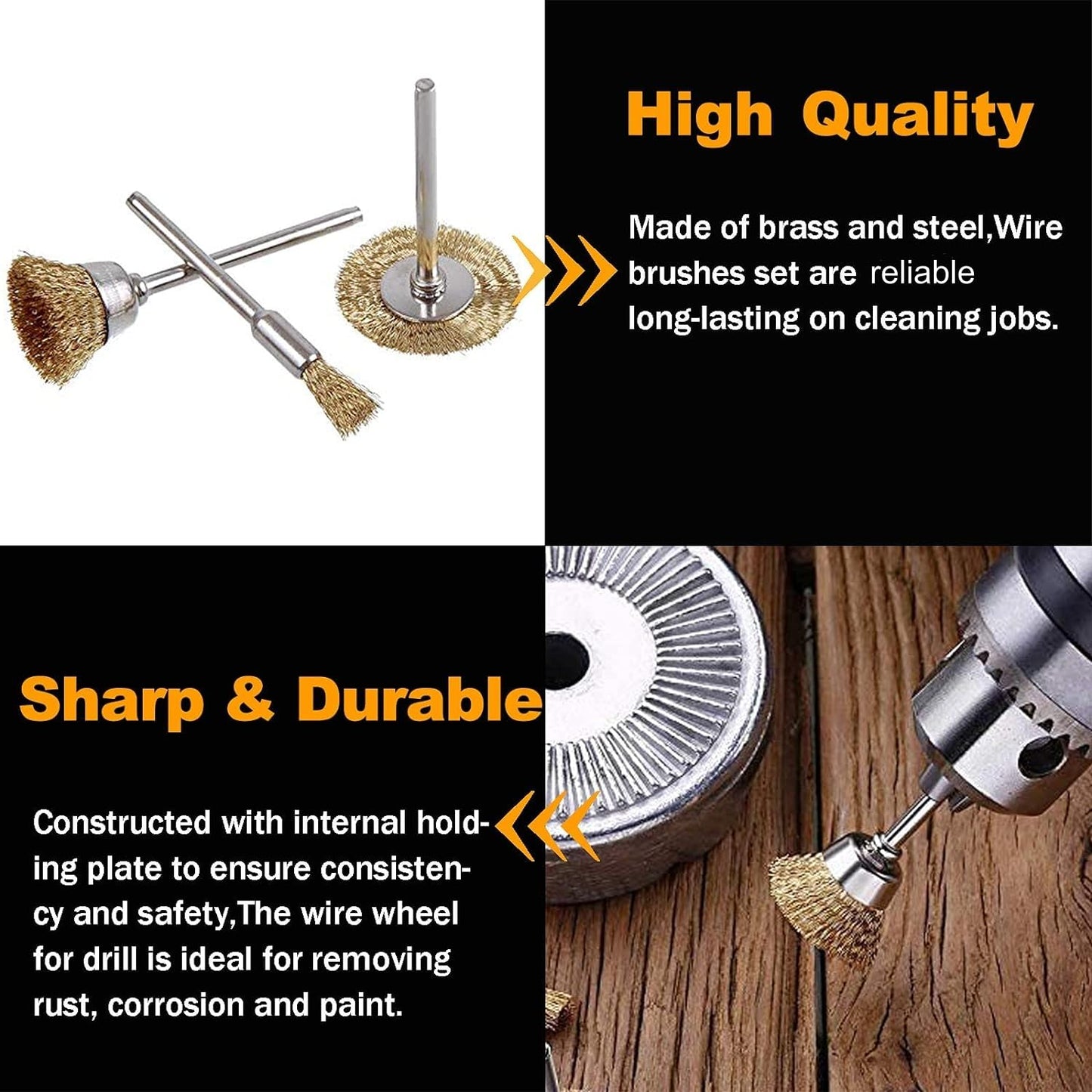 Rocaris 90 Pcs Wire Brushes Set, Brass Wire Wheels Pen Brushes Set Kit Accessories for Rotary Tool