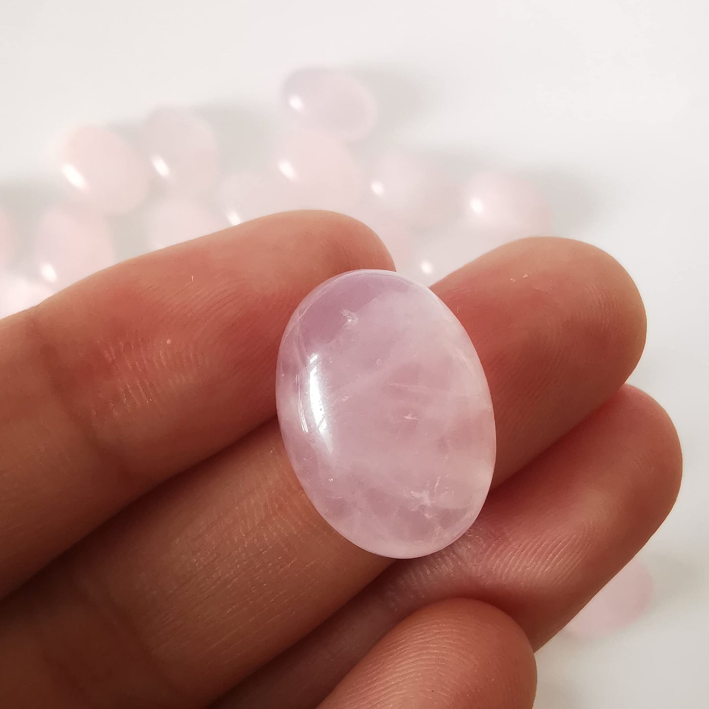 Loveliome 18x13mm Oval Cabochons Flatback Crystal Stone Gemstones Beads for Jewelry Making DIY Pack of 10, Rose Quartz