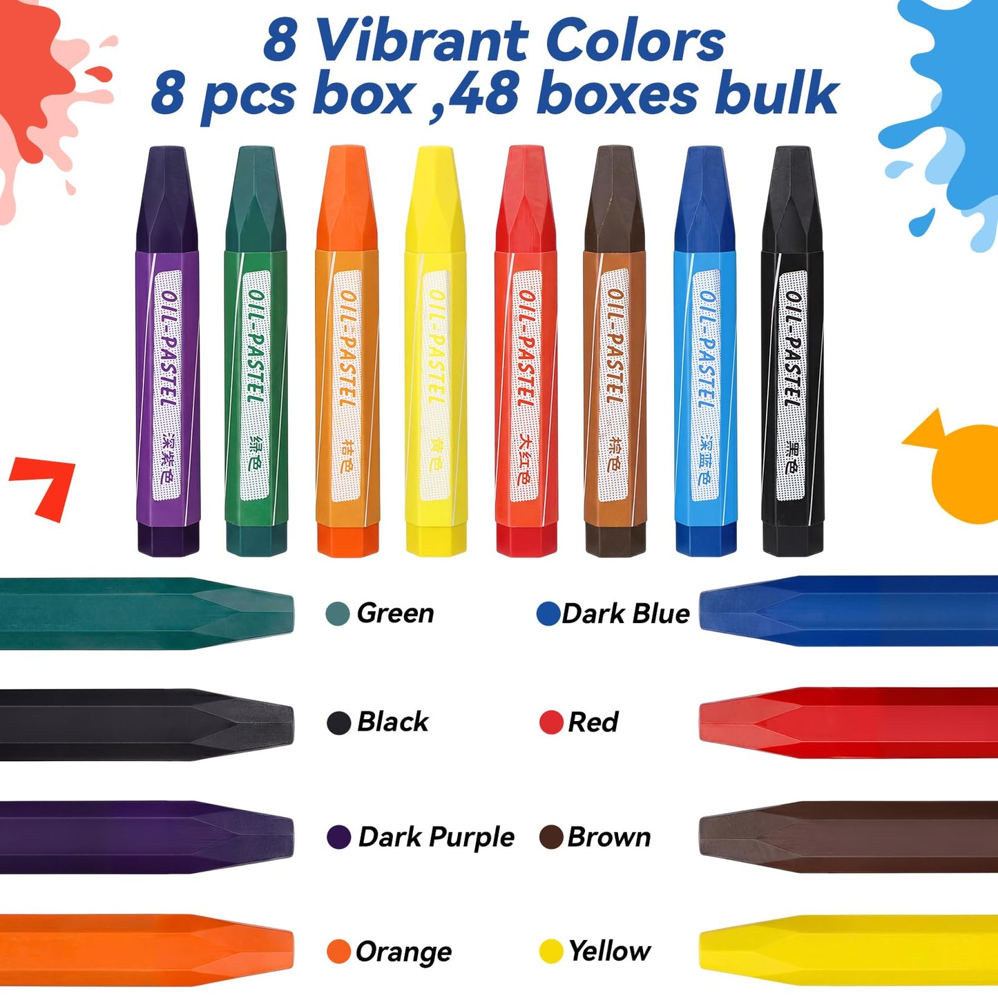 ForraFun 48 Sets 384 Pcs Oil Pastels Bulk 8 Colors Hexagonal Soft Oil Crayons Pastels Easy Grip Non-toxic Art Supplies for Beginners Artists Painting Drawing Blending Graffiti Gallery